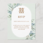 ユーカリ中国のプトゥスダブルハピネス結婚式RSVP (正面)