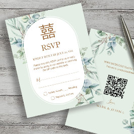 ユーカリ中国のプトゥスダブルハピネス結婚式RSVP