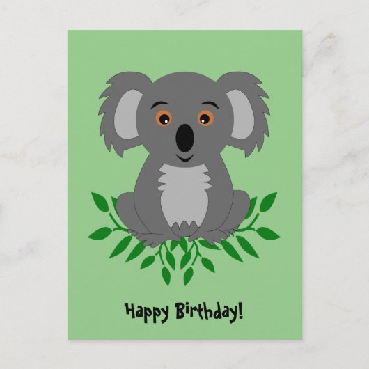ユーカリ付きキュートコアラ子供の誕生日 ポストカード (正面)