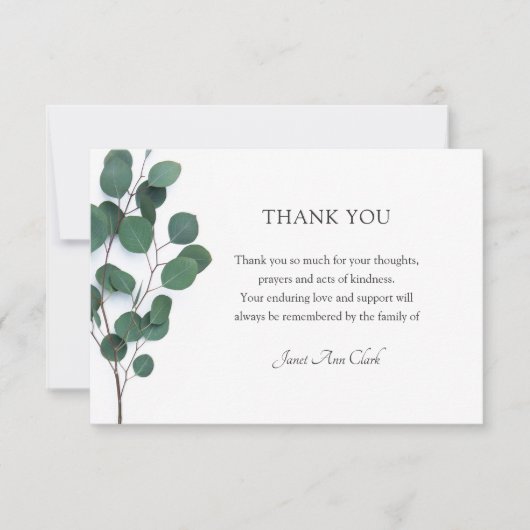 ユーカリ付き葬式サンキューフォトカード サンキューカード (正面)