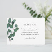 ユーカリ付き葬式サンキューフォトカード サンキューカード (スタンド正面)