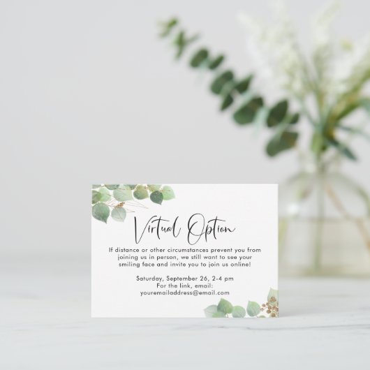 ユーカリ仮想オプションベビーシャワーパーティー エンクロージャーカード (スタンド正面)