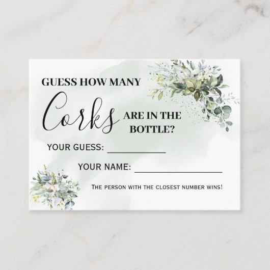 ユーカリ何個のコルク二言語ゲームカード プレイスカード (正面)