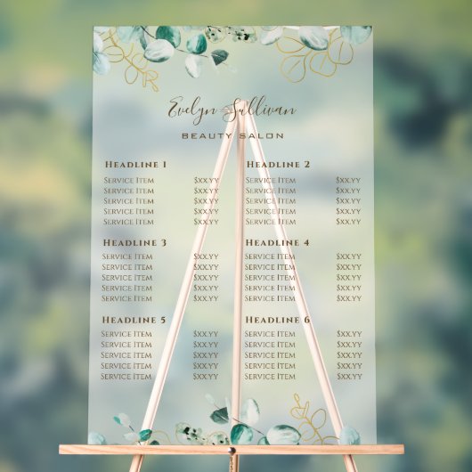 ユーカリ価格表 アクリルサイン (ニュートラル)