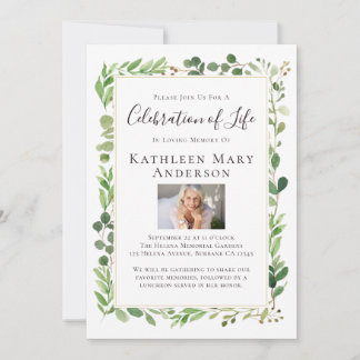 ユーカリ写真お祝いの生活招待状 招待状