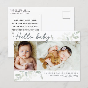 ユーカリ写真こんにちはベビー発表 ポストカード