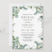 ユーカリ写真コラージュQRコードブライダルシャワー 招待状 (正面)