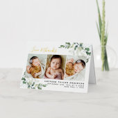 ユーカリ写真ベビーありがとう 箔グリーティングカード (正面)