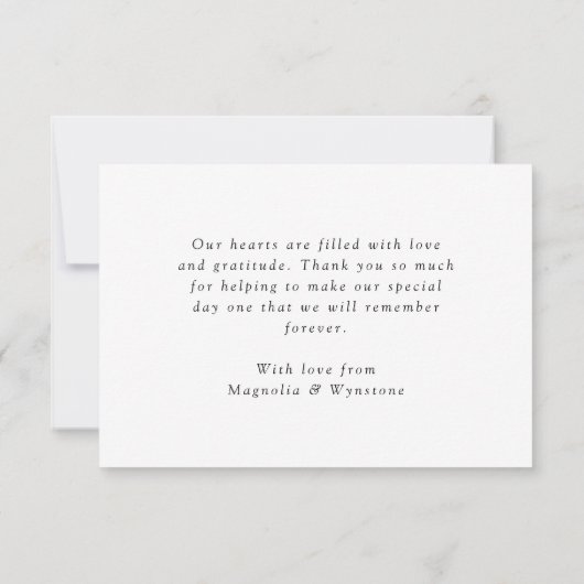 ユーカリ写真モダンハート結婚ズ サンキューカード (裏面)