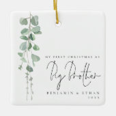 ユーカリ写真初めてのクリスマスビッグブラザー セラミックオーナメント