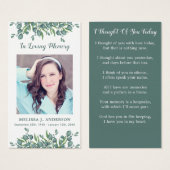 ユーカリ写真悔やみや弔慰葬儀祈りの言葉カード (正面&裏面)