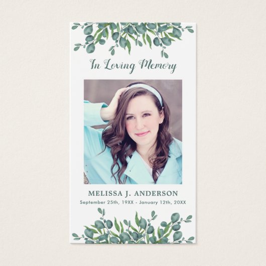 ユーカリ写真悔やみや弔慰葬儀祈りの言葉カード (正面)