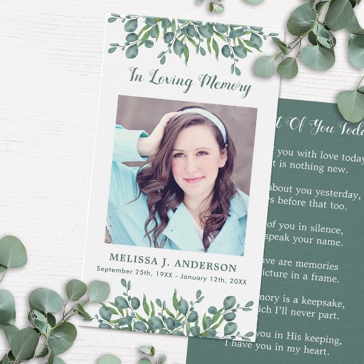 ユーカリ写真悔やみや弔慰葬儀祈りの言葉カード