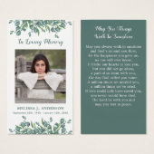 ユーカリ写真悔やみや弔慰記念祈りの言葉カード (正面&裏面)