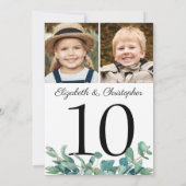 ユーカリ写真結婚の表番号記号 招待状 (裏面)