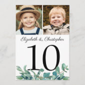 ユーカリ写真結婚の表番号記号 招待状 (正面)