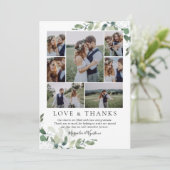 ユーカリ写真結婚コラージュ サンキューカード (スタンド正面)