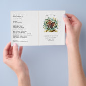 ユーカリ写真結婚式 プログラム緑紙 チラシ (ハンドル)
