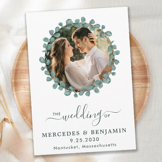 ユーカリ写真緑QRコード結婚ズ 招待状