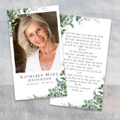 ユーカリ写真葬儀記念祈りの言葉カード