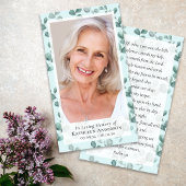 ユーカリ写真葬儀記念祈りの言葉カード コーリングカード