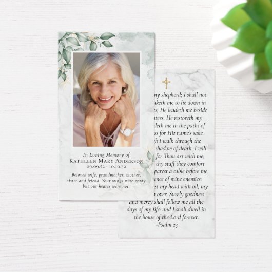 ユーカリ写真記念祈りの言葉カード (デスク)