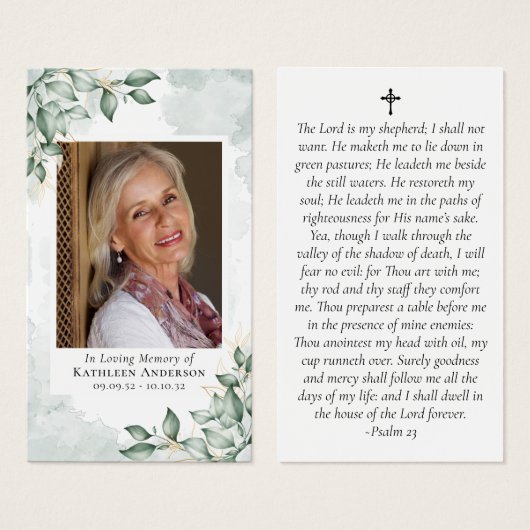 ユーカリ写真記念祈りの言葉カード (正面&裏面)