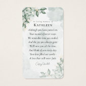 ユーカリ写真記念祈りの言葉カード (裏面)