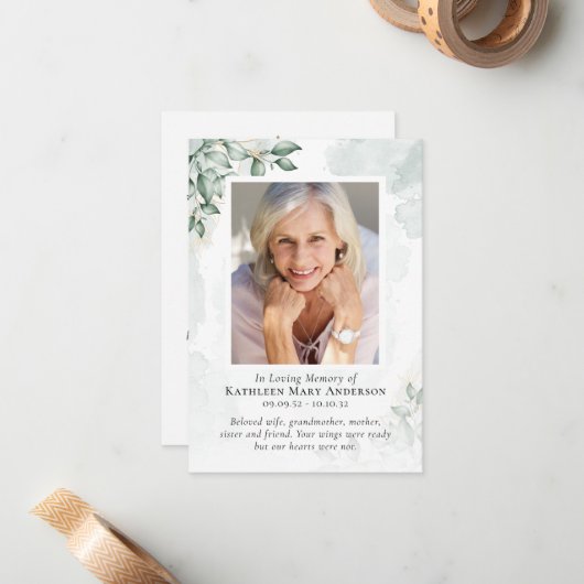 ユーカリ写真記念祈りの言葉カード ノートカード (正面/裏面インサイチュ)