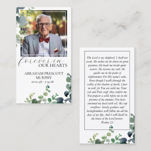 ユーカリ写真記念祈りの言葉カード 名刺 (正面/裏面)