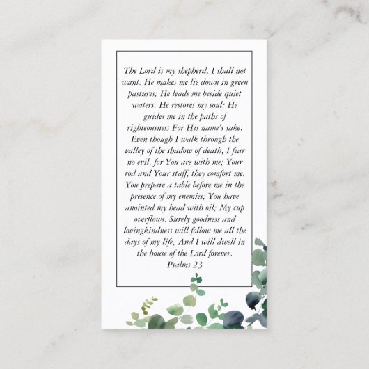 ユーカリ写真記念祈りの言葉カード 名刺 (裏面)