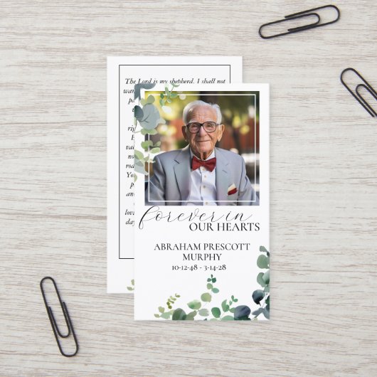 ユーカリ写真記念祈りの言葉カード 名刺 (正面/裏面インサイチュ)