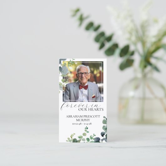 ユーカリ写真記念祈りの言葉カード 名刺 (スタンド正面)