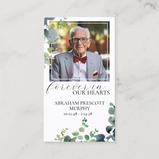 ユーカリ写真記念祈りの言葉カード 名刺 (正面)