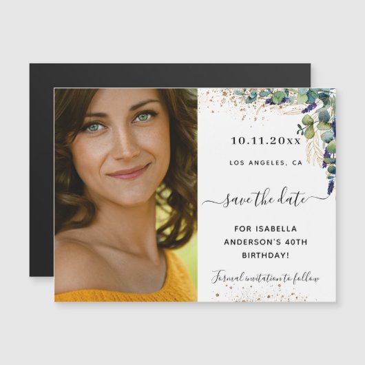 ユーカリ写真誕生日は日付磁石を保存 (正面/裏面)