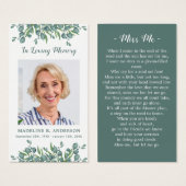 ユーカリ写真追悼式祈りの言葉カード (正面&裏面)