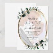 ユーカリ写真金ゴールドサイトRSVP 結婚's 招待状 (正面/裏面)