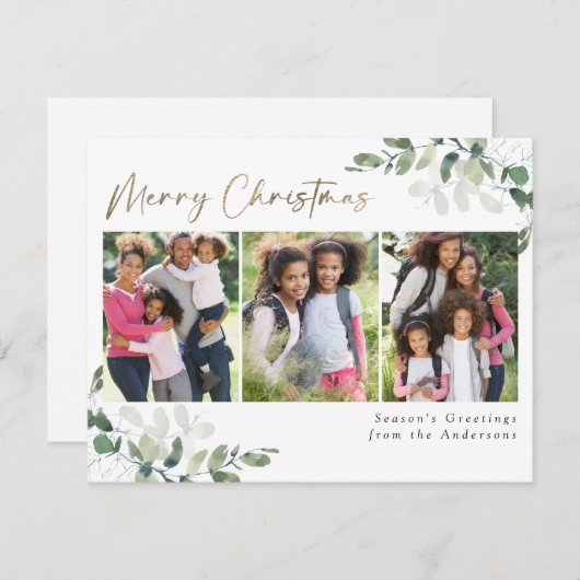 ユーカリ写真金箔メリークリスマス シーズンカード (正面/裏面)