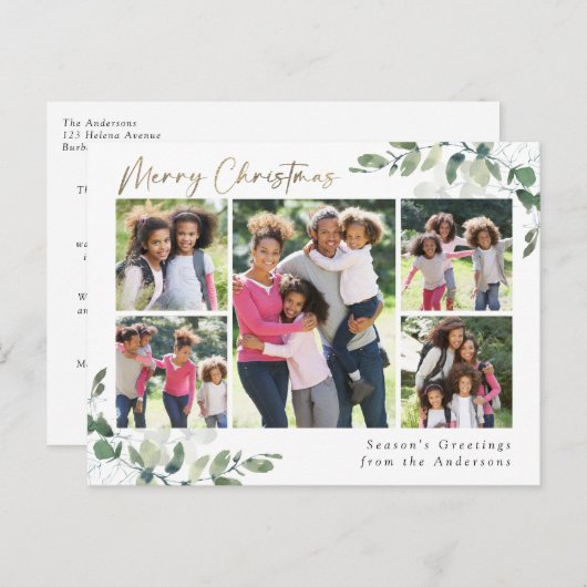 ユーカリ写真金箔メリークリスマス シーズンポストカード (正面/裏面)