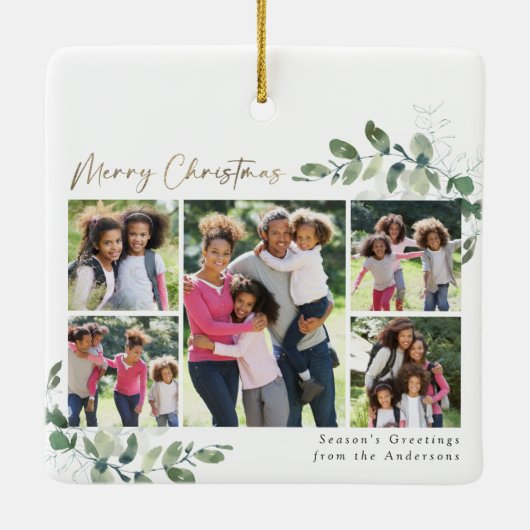 ユーカリ写真金箔メリークリスマス セラミックオーナメント (裏面)