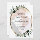 ユーカリ写真QRコードRSVP 結婚's 招待状 (正面/裏面)