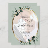 ユーカリ写真QRコードRSVP Sage 結婚's 招待状 (正面/裏面)