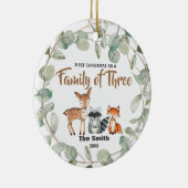 ユーカリ初めてのクリスマスの家族としての3 セラミックオーナメント (右)