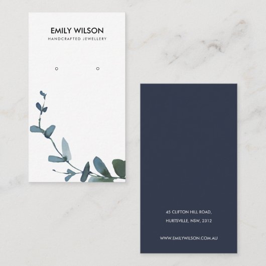 ユーカリ動物群群青コインイヤリング展示 名刺 (正面/裏面)