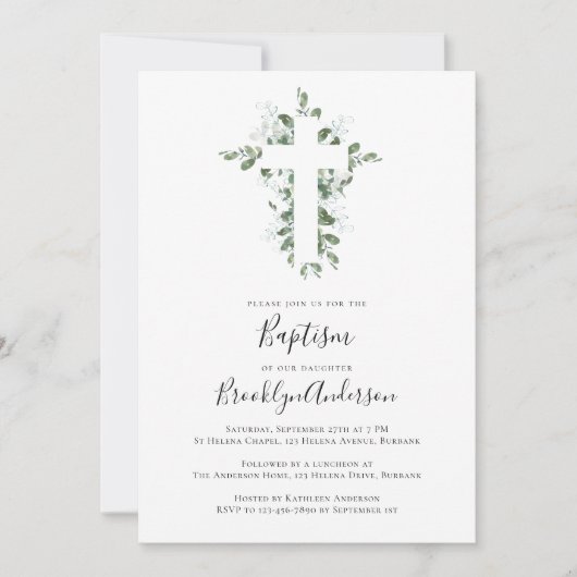 ユーカリ十字洗礼 招待状 (正面)