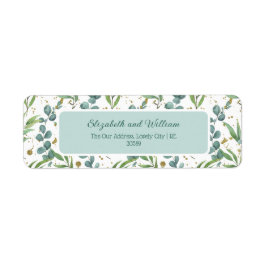 ユーカリ及び金ゴールド結婚グリッター差出人住所 ラベル