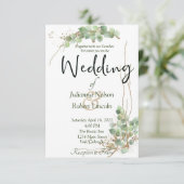 ユーカリ及び金ゴールド結婚式招待状 招待状 (スタンド正面)