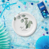 ユーカリ名前をカスタムするベビーシャワー ペーパープレート (パーティー)