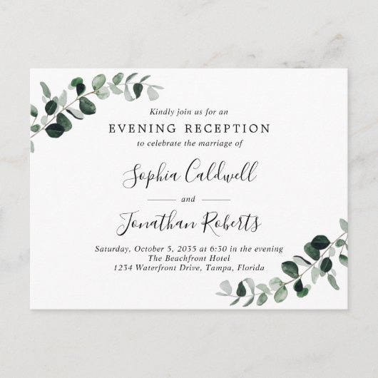 ユーカリ夕べウェディングレセプション招待状 ポストカード (正面)