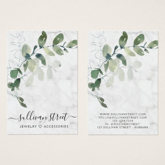 ユーカリ大理石イヤリングジュエリーディスプレイカード (正面&裏面)